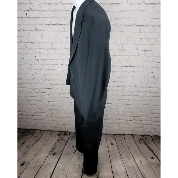 Hart Schaffner & Marx Blue Check Full Suit USA Made Jacket Size 42R Pants 34x31